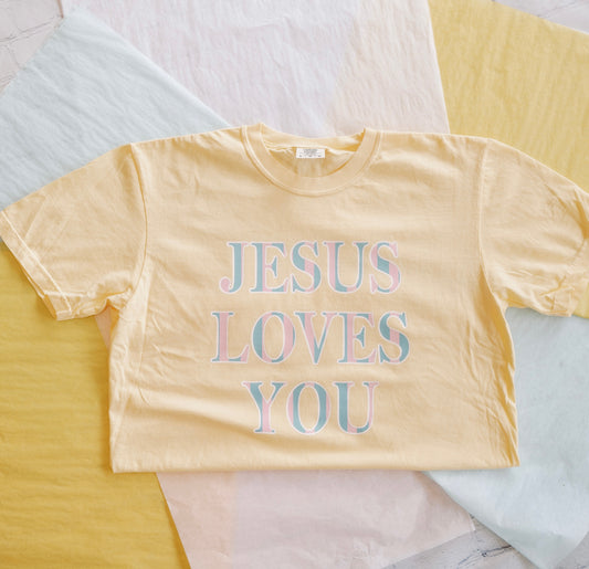 Jesus Loves You Striped Graphic Tee