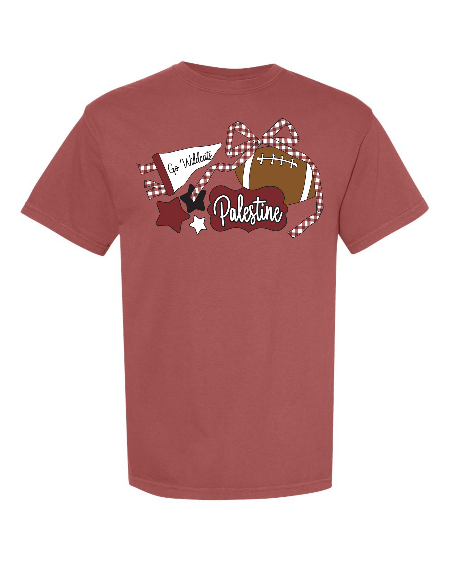 Gingham Bow Football Spirit Graphic Tee - Palestine