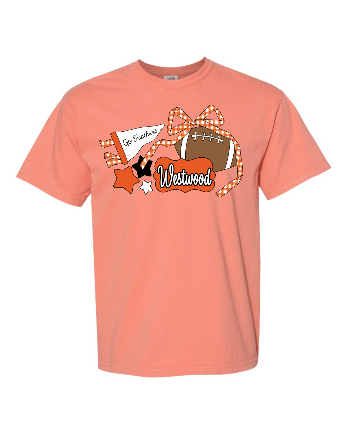 Gingham Bow Football Spirit Graphic Tee - Westwood