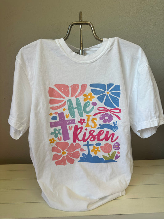 Floral He Is Risen Square-Graphic Tee