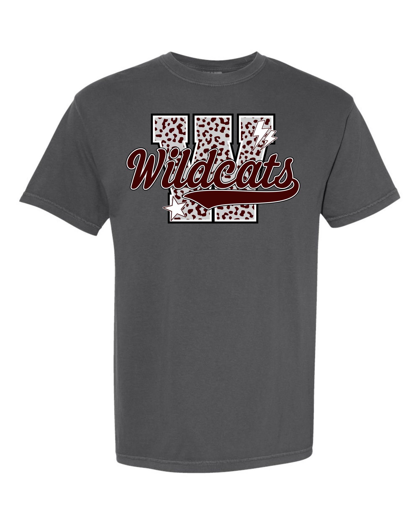 Leopard Print Initial Spirit Graphic Tee - Palestine Wildcats