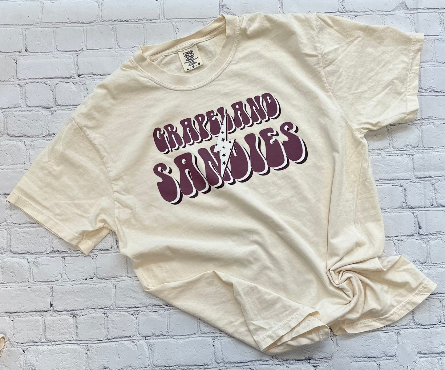 Grapeland Sandies Retro Lightning Bolt Spirit Tee