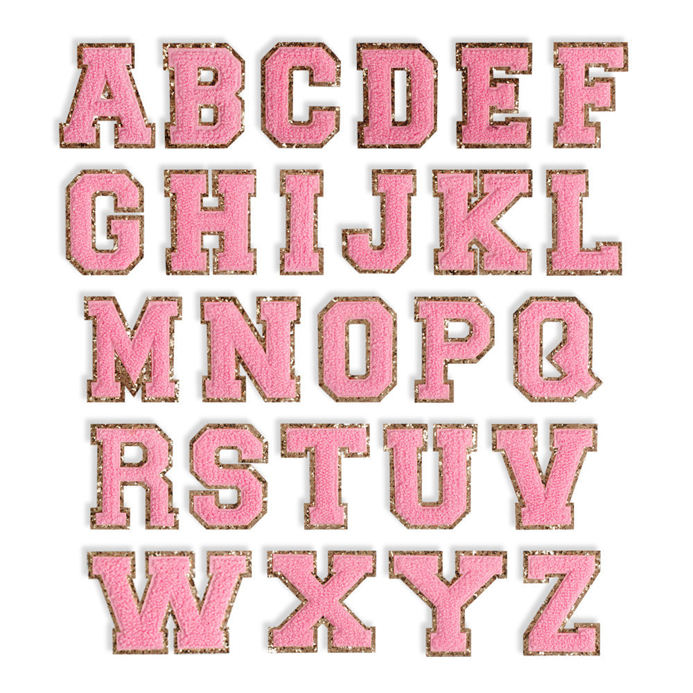 Personalized Charcoal Light Pink Glitter Initial Letter Patch Unstructured Hat
