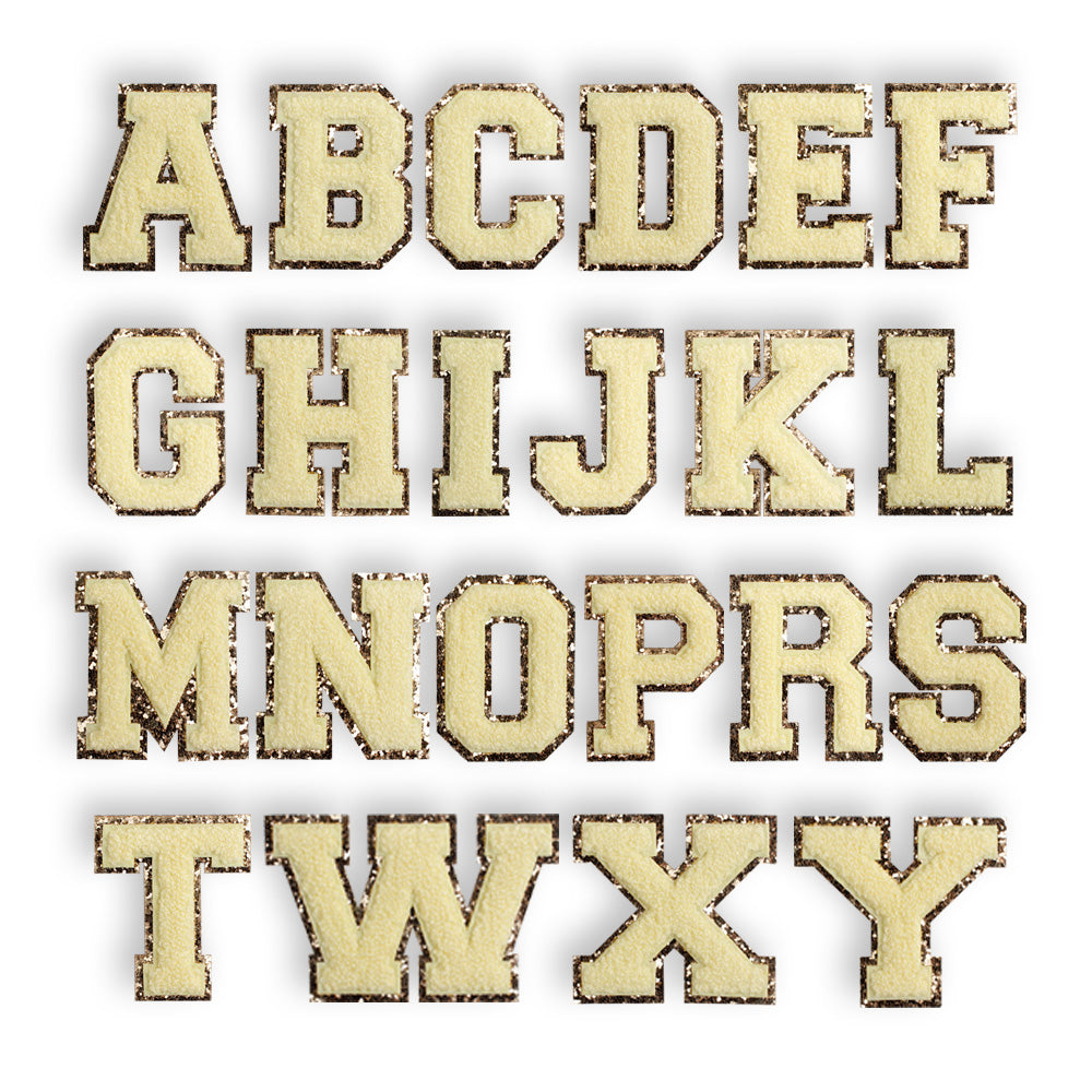 Personalized Baby Blue Yellow Glitter Initial Letter Patch Unstructured Hat