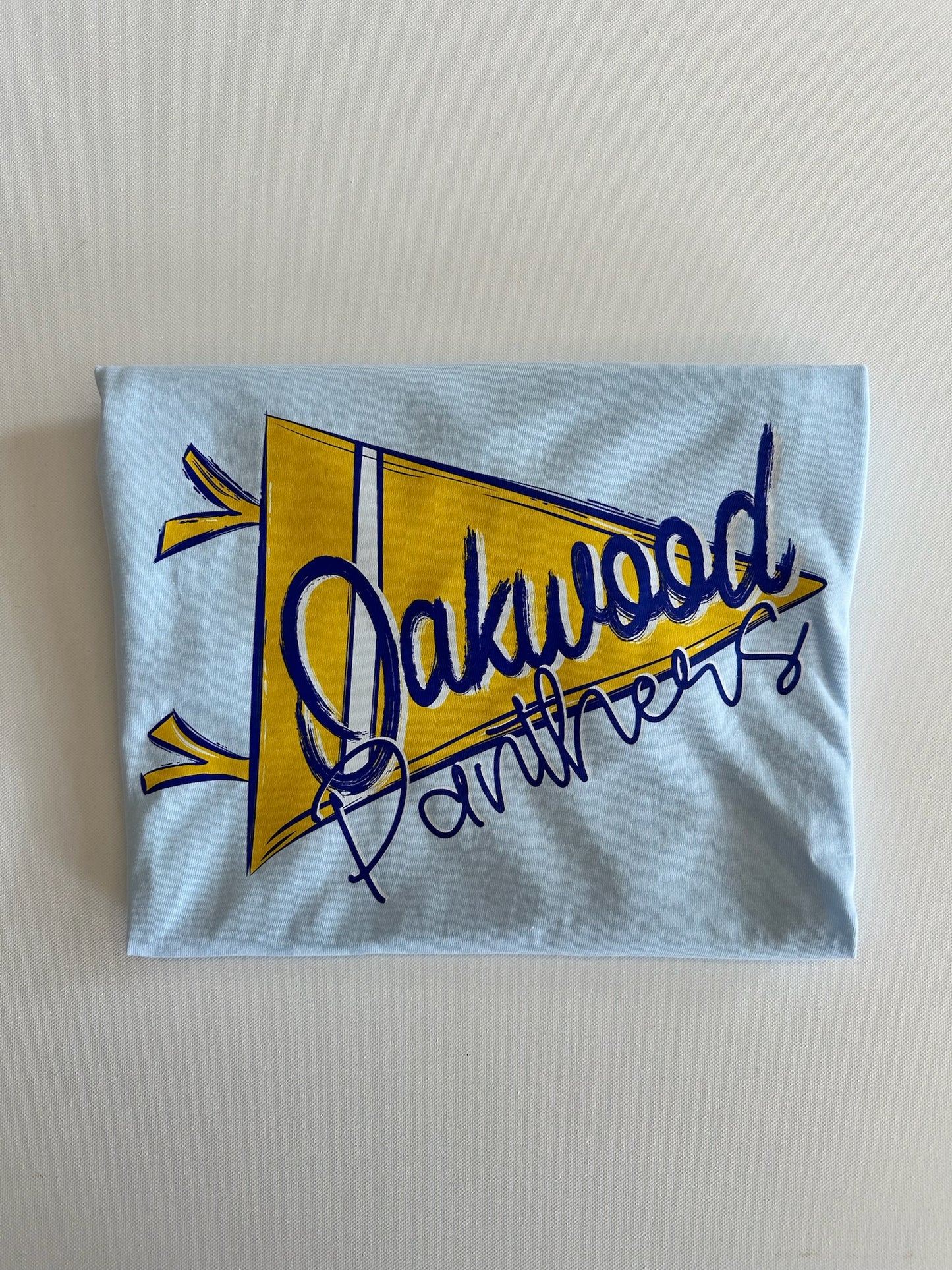 Oakwood Panthers Script Pennant Spirit Tee