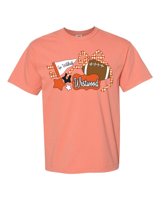 Gingham Bow Football Spirit Graphic Tee - Westwood