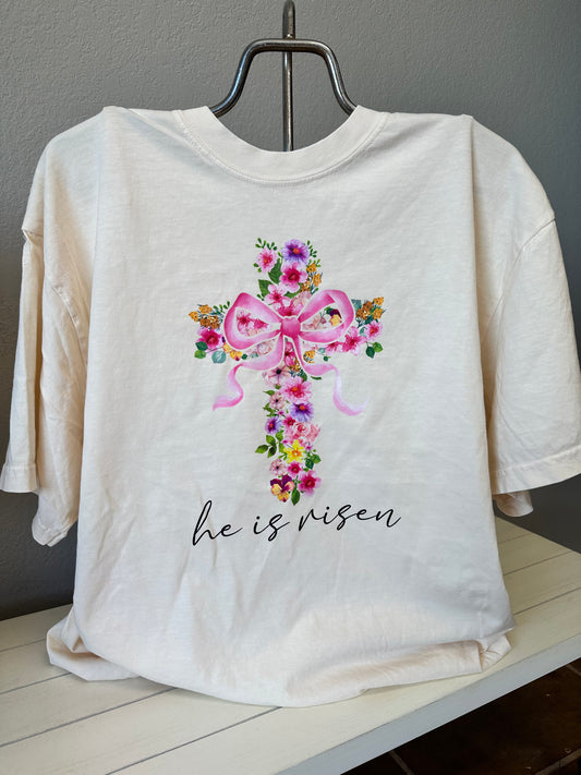 He Is Risen Cross-Graphic Tee