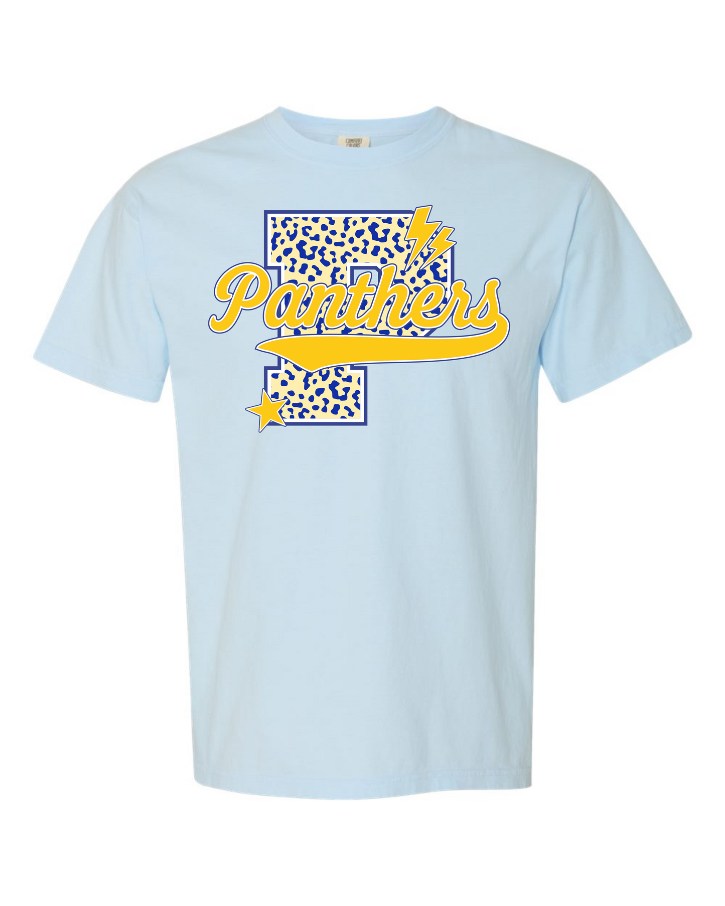 Leopard Print Initial Spirit Graphic Tee - Oakwood Panthers