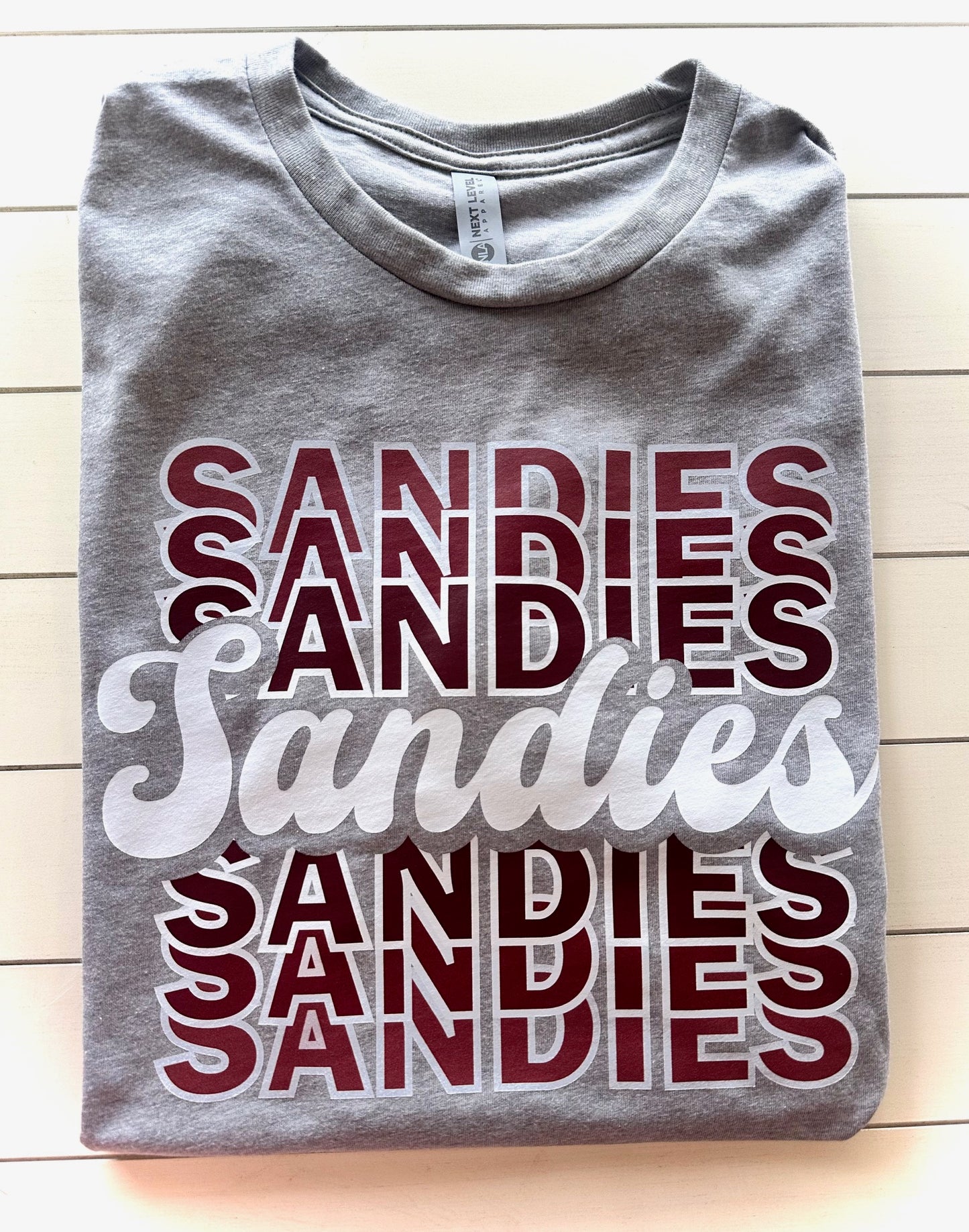 Grapeland Sandies Retro Repeating Fade (color) Spirit Tee