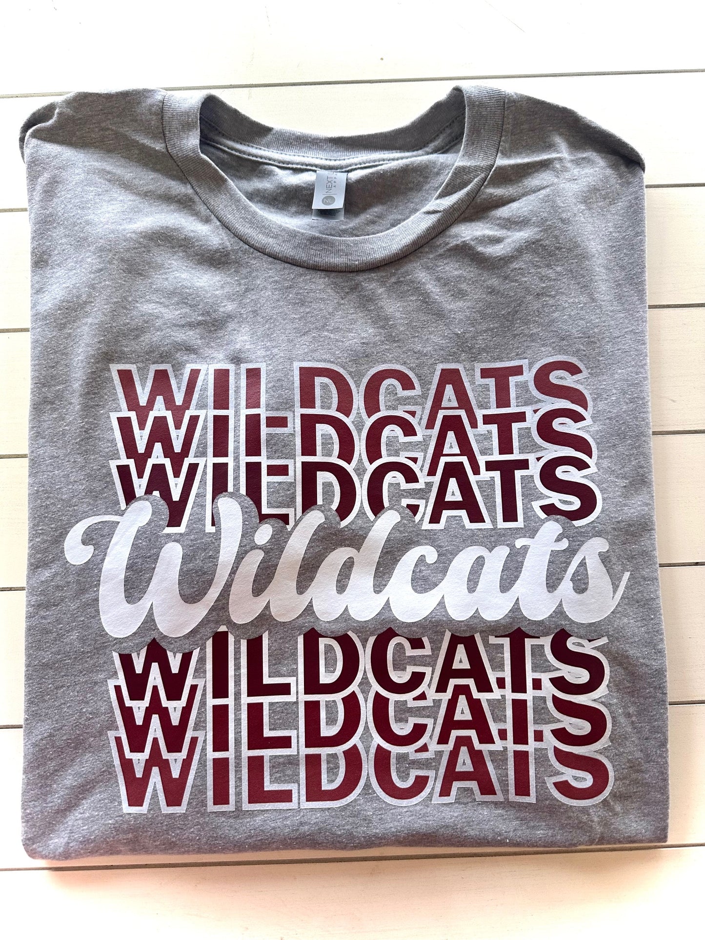 Palestine Wildcats Retro Repeating Fade (color) Spirit Tee