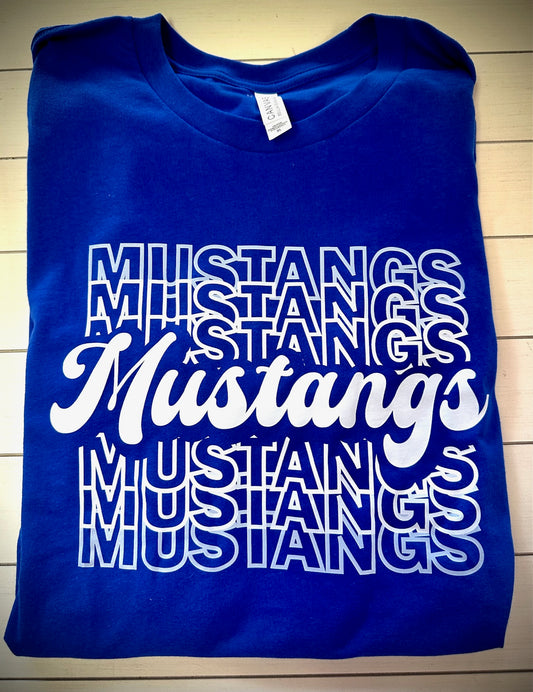 Slocum Mustangs Retro Repeating (white) Spirit Tee