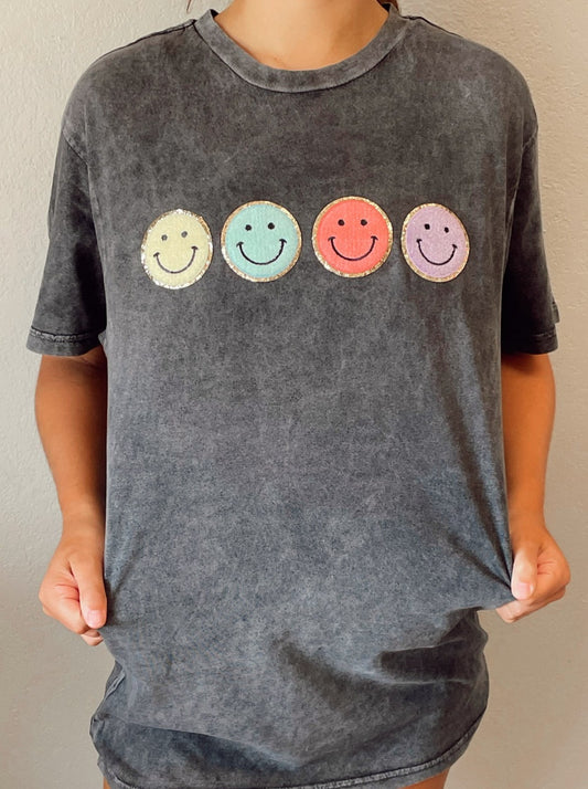 Smileys Glitter Patch Graphic Tee