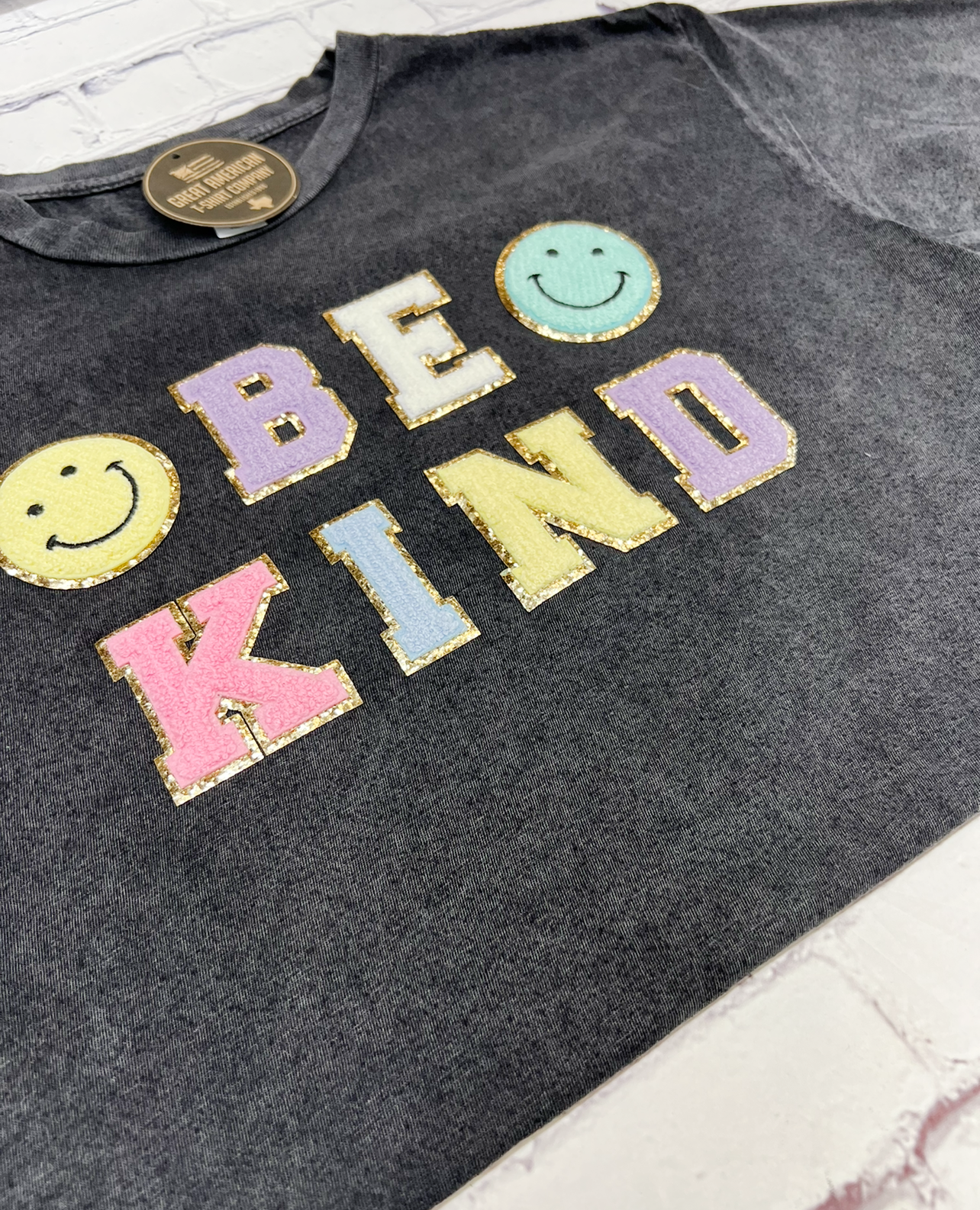 Be Kind Glitter Patch Graphic Tee