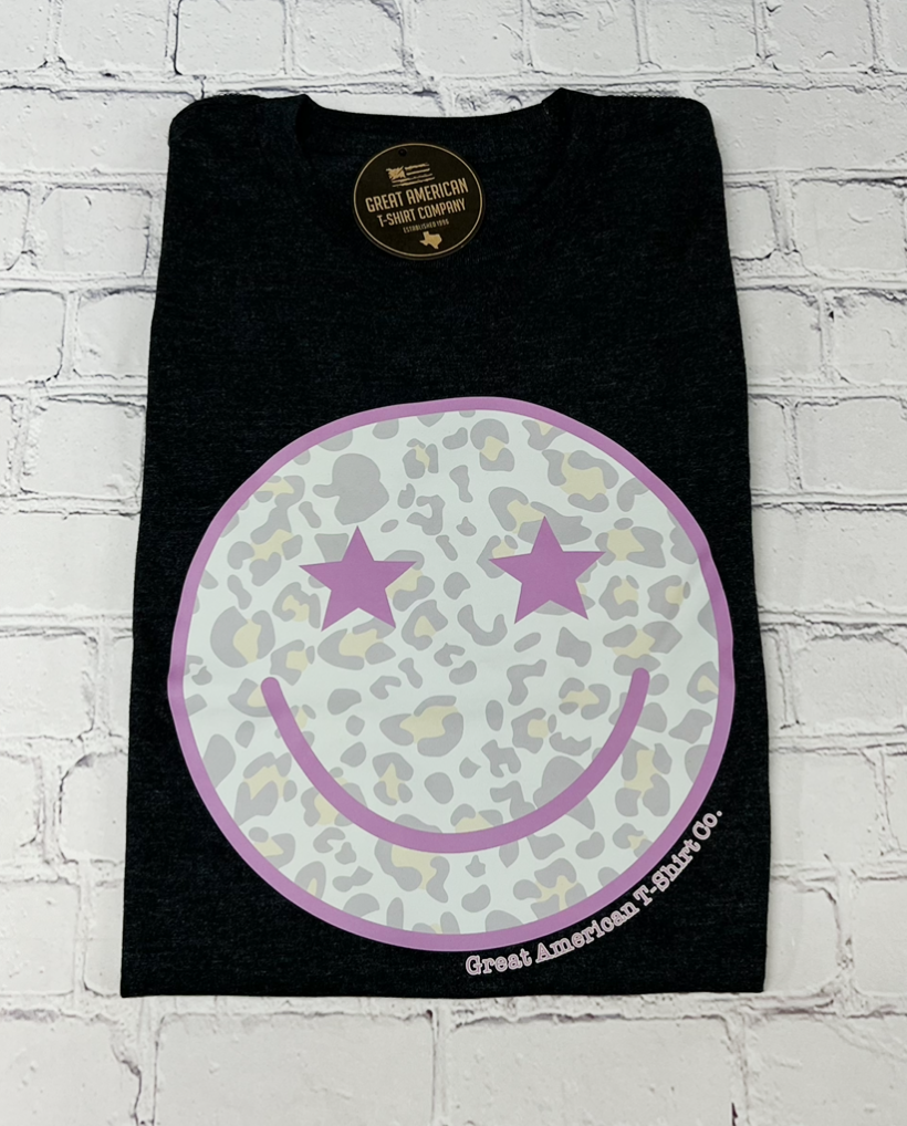 Leopard Smiley Face Graphic Tee