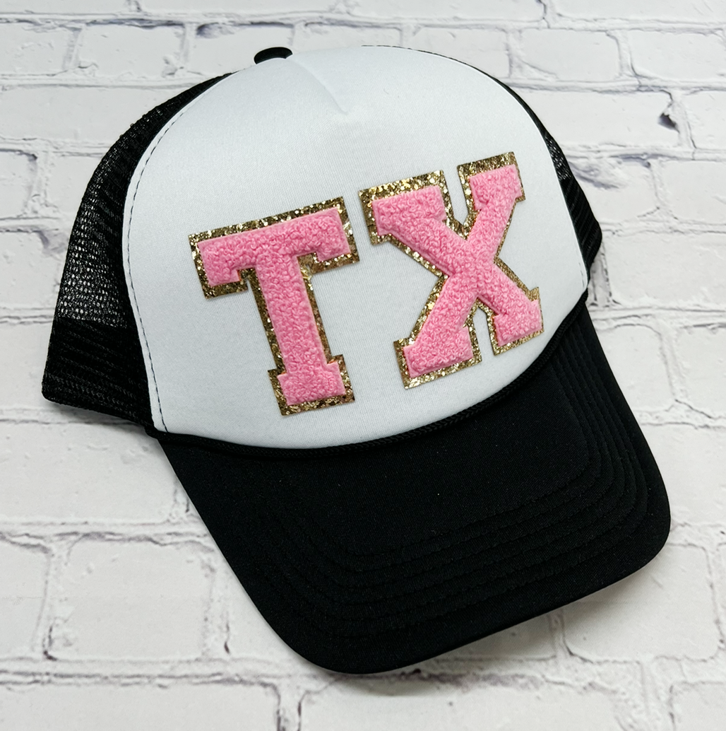 Glitter TX Letter Patch Foam Hat