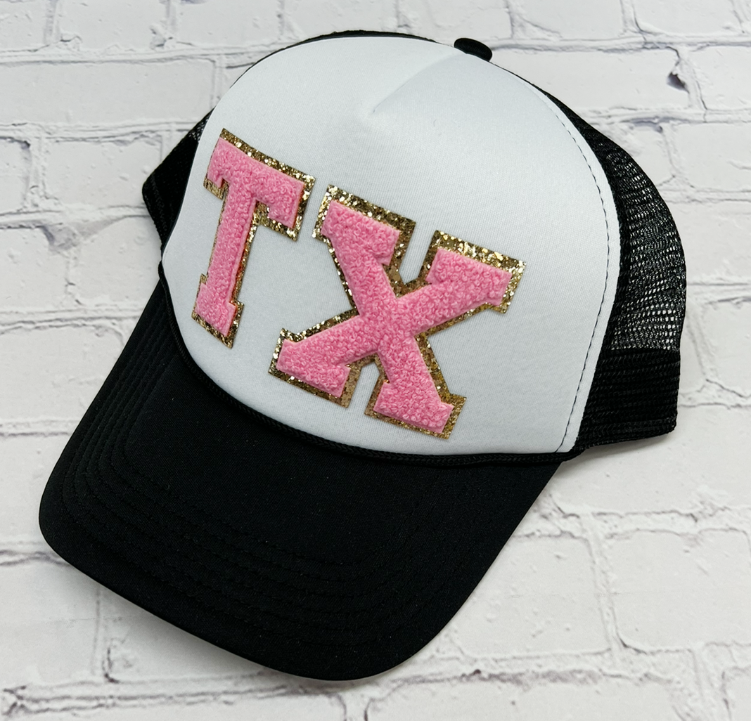 Glitter TX Letter Patch Foam Hat